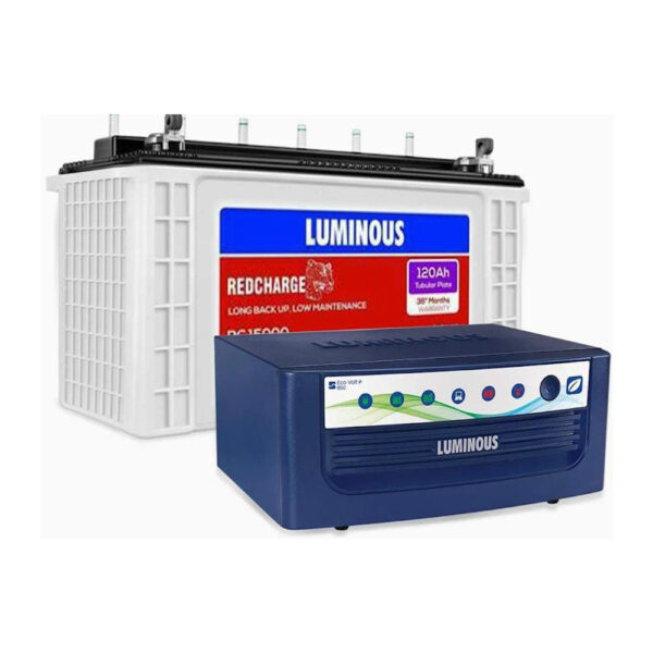 Luminous Eco Volt+ 850 Inverter and Red Charge 15000 - 120AH Tubular